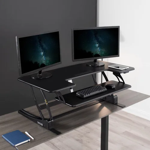 Vista 2 de VIVO 42 pulgadas Convertidor de escritorio de pie ajustable en altura, serie VE, convertidor de mesa para sentarse y estar de pie, compatible