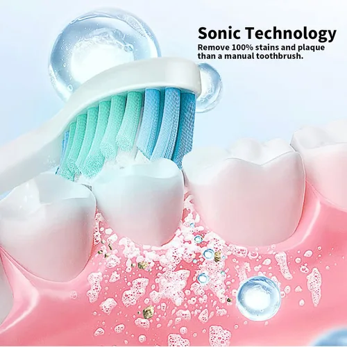 Vista 3 de Cepillo de dientes eléctrico, cepillo de dientes eléctrico recargable con sensor de presión (reemplazo de cabezal de cepillo, paquete de 8)