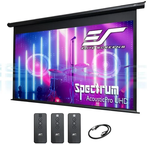 Vista 14 de Elite Screens Spectrum AcousticPro UHD, pantalla de proyector eléctrica motorizada de 100 pulgadas sin moiré, tejido perforado transparente al Negro