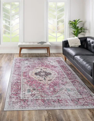 Vista 14 de Unique Loom Yara Collection - Alfombra de área Yash (2' x 3' Rectángulo, Lino Carbón/Beige)