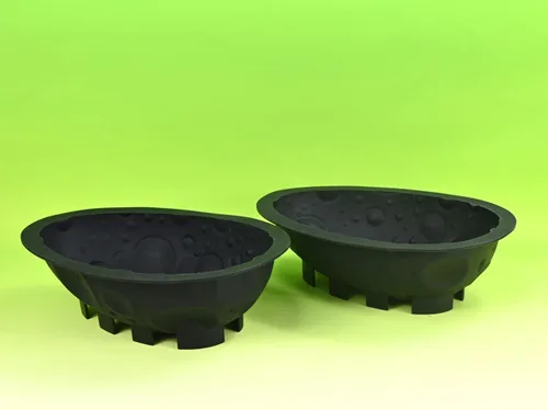 Vista 8 de Molde de silicona para postres, juego de 2 moldes para huevos de luna para trufas, tartas de queso, chocolate, mousse, cupcakes, flexible