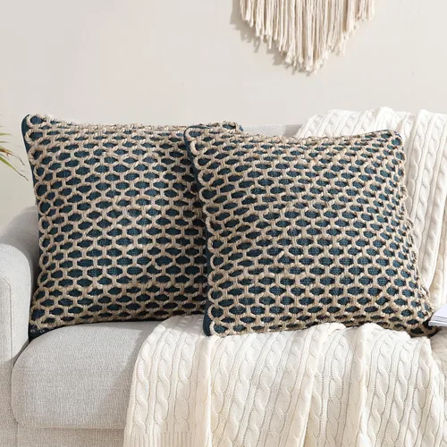 Vista 11 de Boho Living Jada - Funda decorativa para almohada, incluye acento, diseño tejido premium, decoración para sala de estar, (2) funda de almohada de 20