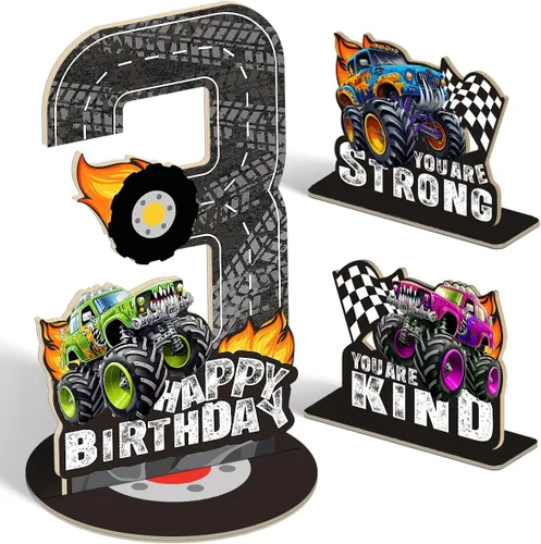 Vista 13 de Juego de 3 piezas de dinosaurios con signo de número de 2º cumpleaños, decoración de mesa de dinosaurios para niños y niños de 2º cumpleaños
