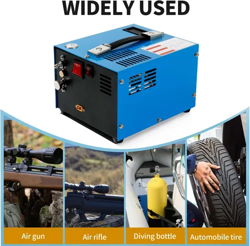 Vista 5 de Compresor de aire PCP 4500Psi/30Mpa sin agua/aceite PCP bomba de aire, compresor automotriz de 12 V CC 110 V CA PCP pistola de aire con convertidor