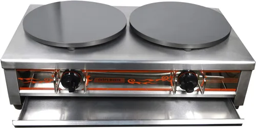 Vista 4 de TECHTONGDA 15.75 "Máquina comercial para hacer panqueques de gas natural 2000Pa antiadherente para crepas para panqueques (doble 134032)