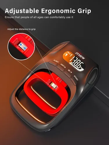 Vista 5 de Probador y entrenador de fuerza de agarre - Dinamometro electrónico de mano de 400lbs/180kg y fortalecedor de agarre con resistencia ajustable