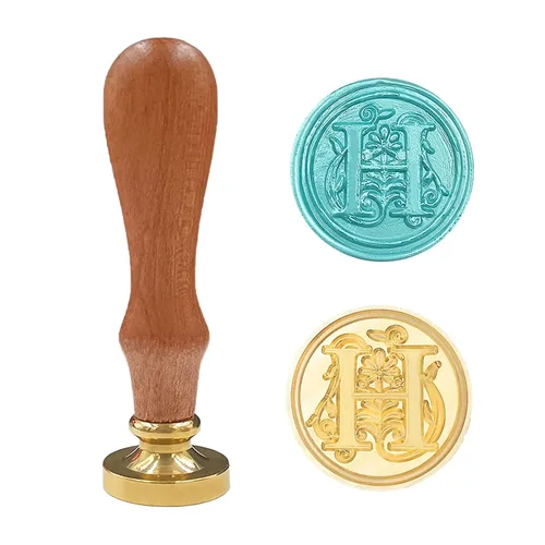 Vista 20 de Sello medieval tradicional de cera del alfabeto, con cabeza de latón, con mango de madera, para tarjetas, sobres, regalo (letra A)