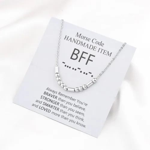 Vista 4 de BNQL BFF Morse Code - Collar para mejor amigo regalo de amistad regalo de cumpleaños para amigos