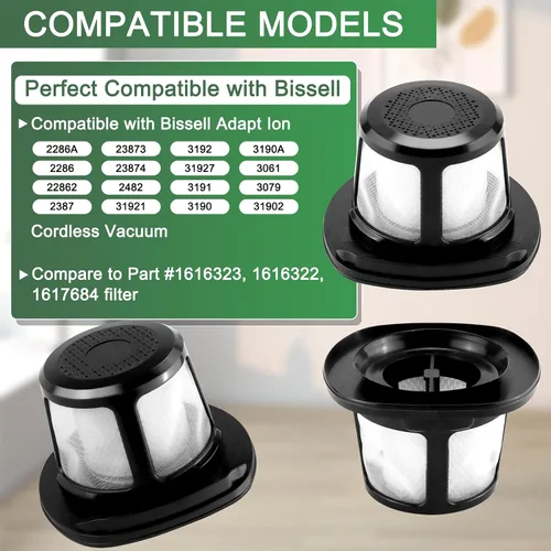 Vista 2 de 3061 3079 - Filtro de repuesto para filtro Bissell PowerLifter para mascotas y filtro de iones adaptador, compatible con 2286 2286A 2482 3079 2387