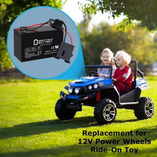 Vista 7 de Mighty Max Battery Reemplazo directo para coche motorizado Power Wheels de 12V, kit de batería de 9ah y arnés