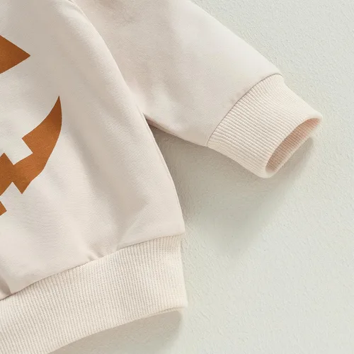 Vista 4 de Ayalinggo Sudadera de cuello redondo para bebé, niña, niño, Halloween, sudadera con cuello redondo y sin botones, ropa de otoño