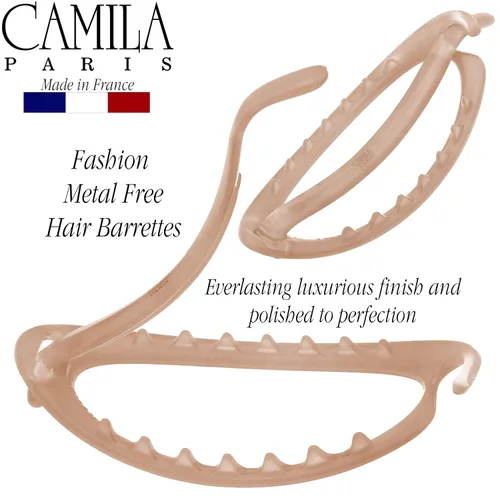 Vista 4 de Camila Paris CP2320 - Pinza de pasador de pelo francés, soporte flexible para cola de caballo sin piezas metálicas, pinzas de agarre fuerte