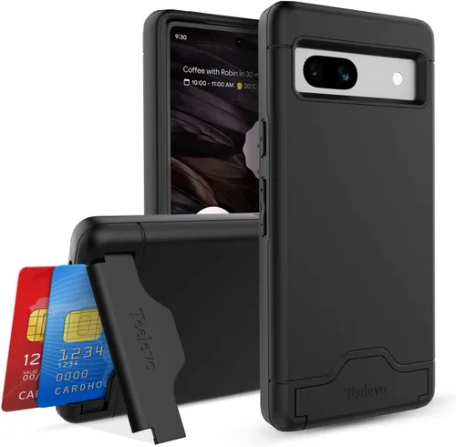 Vista 14 de Funda tipo cartera para Google Pixel 7a, funda de doble capa con ranura para tarjeta y soporte para Google Pixel 7a - Púrpura
