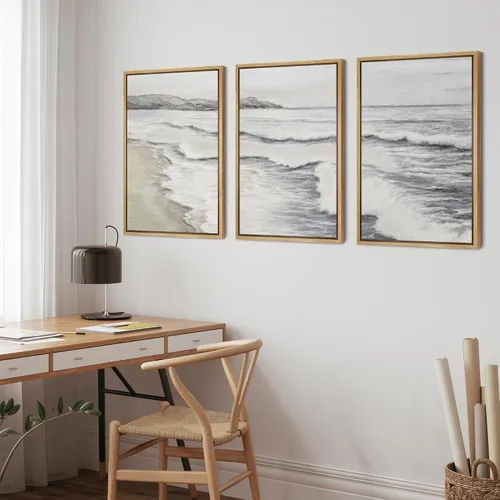 Vista 305 de wall26 Lienzo enmarcado para pared, juego de arte de acuarela pastel, paisaje rural, ilustraciones con formas abstractas, arte moderno, decorativo