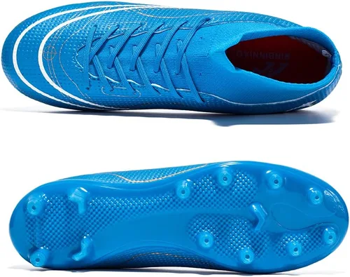 Vista 5 de Zapatos deportivos de fútbol para hombre, botas altas con picos para exterioresinteriores, para niños y niñas, tenis de entrenamiento de fútbol