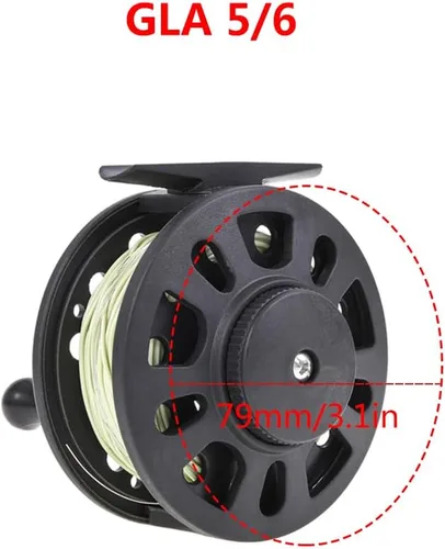 Vista 3 de Carrete de pesca con mosca, GLA 5/6WT carrete de pesca de plástico ABS con línea de pesca de nailon para agua dulce y salada, regalo de pescadores
