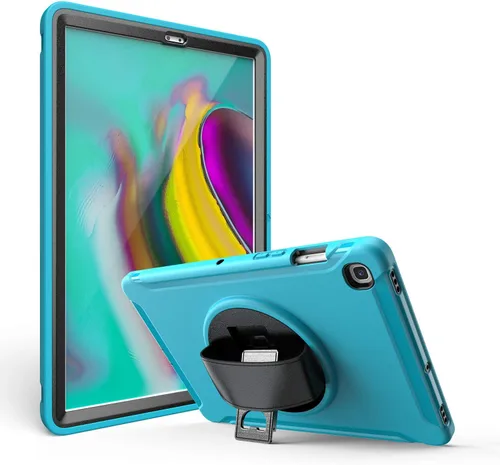 Vista 11 de Dteck Funda para Galaxy Tab S5e 2019, resistente, de cuerpo completo, resistente, a prueba de golpes, con correa de mano giratoria para tableta