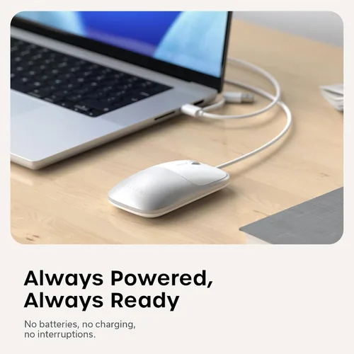 Vista 5 de Satechi Ratón delgado LX con cable, diseño USB-C de aluminio, color Plateado
