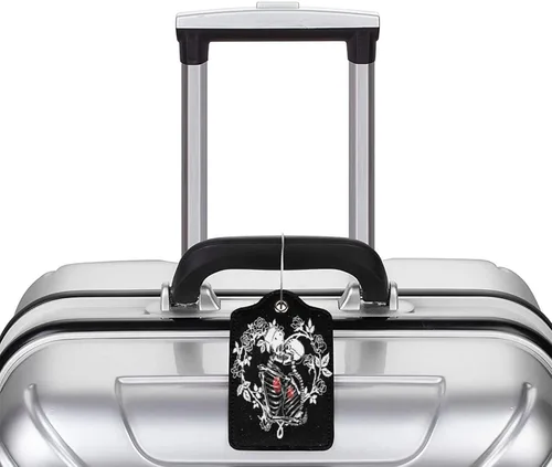 Vista 4 de Juego de 2 etiquetas de cuero de cuero de acero inoxidable para equipaje para maletas, para bolsa de viaje