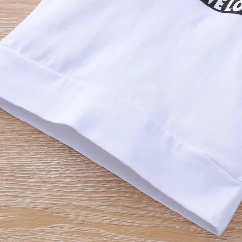 Vista 6 de PATPAT Conjunto de ropa para niños y niñas, sudadera con capucha con estampado de letras de amor, conjunto de bloque de color, conjunto de traje