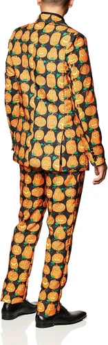 Vista 3 de Forum Novelties Traje de calabaza y corbata XL para hombre, NaranjaNegro