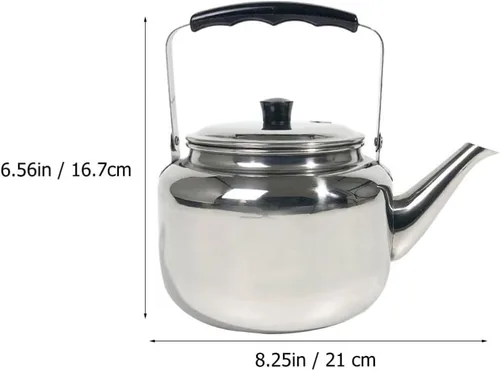 Vista 7 de Hervidor de té de acero inoxidable para estufa, hervidor de té clásico con base universal, hervidor de té para campamento, 3 L