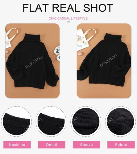 Vista 4 de Dokotoo - Sudadera de cuello de tortuga para mujer