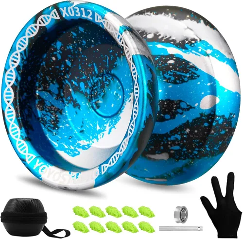 Vista 10 de YOYOSTUDIO X0312 Yoyo Profesional de Trucos Responsivo para Niños de 8-12 o Más, Yoyo de Girar con Dedo de Metal para Adultos con Kit de Rodamientos