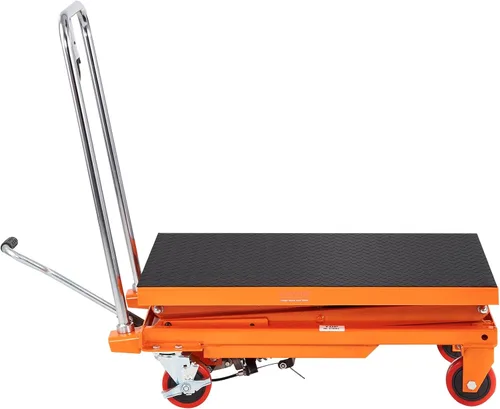 Vista 10 de VEVOR Carro con mesa elevadora hidráulica, capacidad de carga de 330 libras, altura de elevación de 50 pulgadas, mesa de elevación de tijera manual