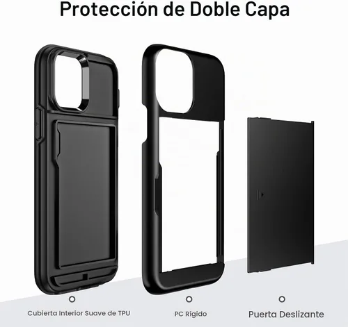 Vista 4 de JETech Funda tipo cartera para iPhone 12/12 Pro, color negro