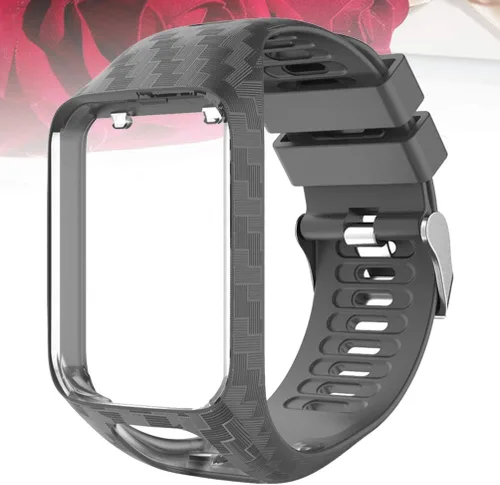 Vista 6 de Hemobllo - Correa de reloj inteligente con marco de silicona ajustable para reloj Tomtom 2/3, color gris