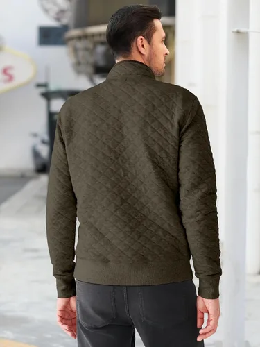Vista 2 de PLEPAN Sudadera acolchada de manga larga para hombre, casual, cuello alto, con botones, de forro polar
