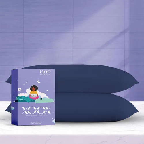 Vista 35 de XOOX Linen Juego de 4 fundas de almohada de algodón egipcio, tamaño Queen, fundas de almohada de lujo de 1500 hilos de alto tamaño estándar