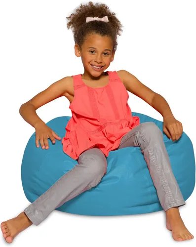 Vista 25 de Posh Creations - Sillón puff para niños, adolescentes y adultos, incluye funda extraíble y lavable a máquina, tamaño mediano de 27 pulgadas, lona