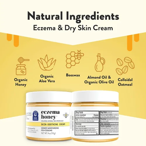 Vista 2 de ECZEMA HONEY Crema calmante original para la piel, jabón de avena y lavanda, paquete para pieles secas y sensibles - Libre de crueldad