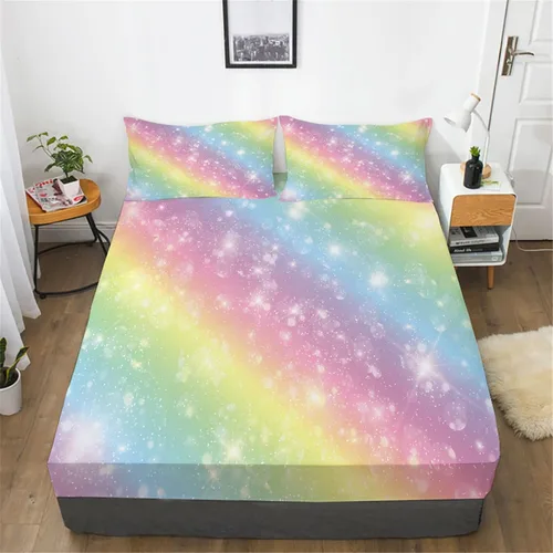 Vista 14 de Sábanas arcoíris tamaño individual, juego de 3 piezas de sábanas divertidas y coloridas para niños, sábanas de microfibra suaves arcoíris para niños