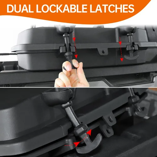 Vista 2 de Caja de carga trasera extraíble compatible con Can Am Defender HD5/HD8/HD10/Commander de doble capa para maletero, caja de almacenamiento de carga