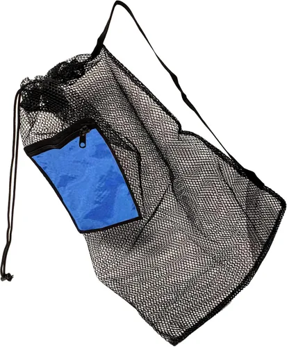 Vista 2 de Paquete de 2 bolsas deportivas de malla azul con cordón para esnórquel acuático