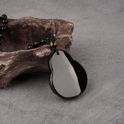 Vista 4 de TIKCAUZ Collar de obsidiana negra de cristal natural y piedra curativa con cuerda ajustable, hecho a mano, joyería de piedras preciosas para hombres