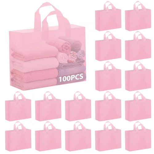 Vista 19 de Amylove 80 bolsas de regalo transparentes a granel con asa, bolsa de plástico esmerilado, embalaje reutilizable, envoltura de golosinas