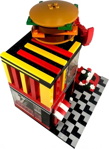 Vista 8 de General Jim's Wacky Burger Modular Fast Food Hamburguesa Conjunto Restaurante Bloques de Construcción Juego de Ladrillos