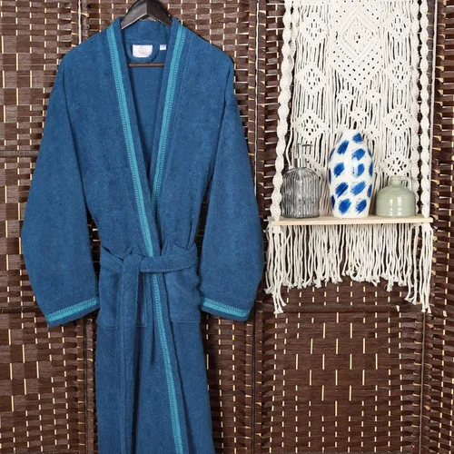 Vista 5 de Superior Tinsel Unisex Turkish Cotton Terry Kimono Bathrobe with Embroidery, All-Season Robe