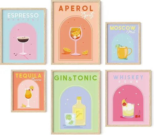 Vista 15 de HAUS AND HUES Decoración de Pared Naranja Arte de Galería Juego de 6 - Pósteres para Estética de Habitación Psicodélica, Arte de Pared Rosa y 70 s
