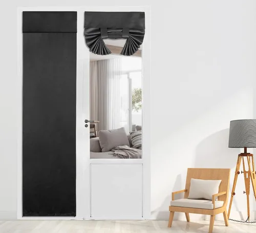 Vista 55 de PI Cortina Opaca para Puerta, Sombra de Privacidad que se Ata con Aislamiento Térmico, Cortina de Puerta Pequeña para Aula/Puerta Corredera/Puerta