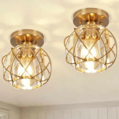 Vista 9 de Lámparas de techo para pasillo, montaje empotrado, E26, iluminación de techo con candelabro pequeño de cristal, iluminación interior para vestíbulo