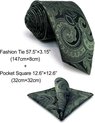Vista 2 de S&W SHLAX&WING Corbatas para hombres Tie Pack Verde Oscuro Paisley