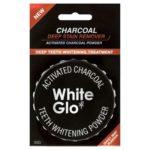 Vista 2 de White Glo Polvo blanqueador de dientes de carbón activado, altamente absobiente para limpiar manchas profundas y decoloración, sabor a menta fresca