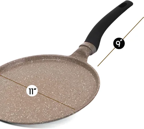 Vista 7 de DIIG Sartén antiadherente para crepas de 11 pulgadas con espátula esparcidora, sartén para panqueques antiadherentes para cocinar, plancha marrón