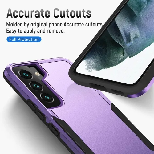 Vista 3 de Funda para Samsung Galaxy S22, amortiguador+duradera+funda a prueba de golpes para Galaxy S22, púrpura