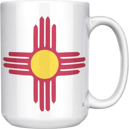 Vista 6 de ODDITEES New Mexico Mug Zia Symbol Taza de café 11oz Blanco